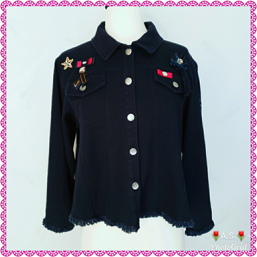 NWOT Anthropologie Guest Editor Black Denim Jacket